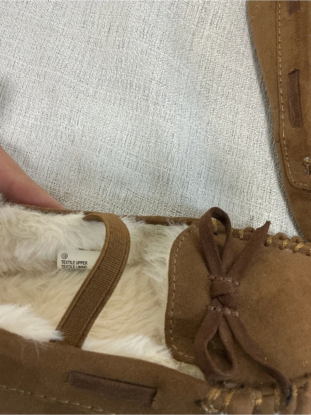 Kids Brown Faux-Suede Fleece-Lined Moccasin Slippers Size 10 Chestnut Brown